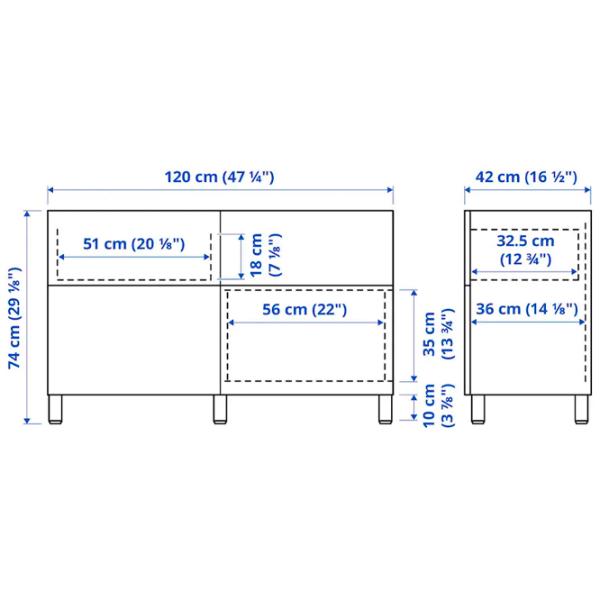 Comodă Ikea Besta 74 x 120 x 42 / MDF / Sur albastru deschis photo 7