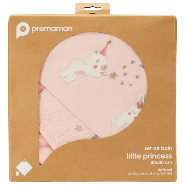 Prosop pentru bebeluși Premaman Little Princess 80 x 80 cm / Bumbac / Pink photo 2 Prosop pentru bebeluși Premaman Little Princess 80 x 80 cm / Bumbac / Pink photo 2
