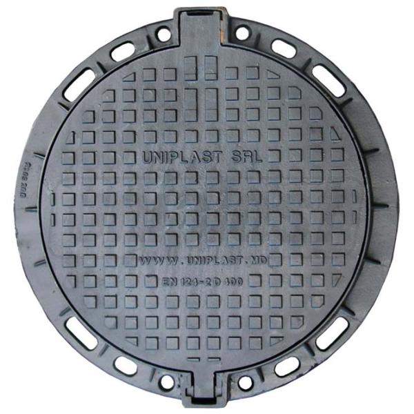 Capac canalizare Uniplast EN124 Black / Fontă  photo 2