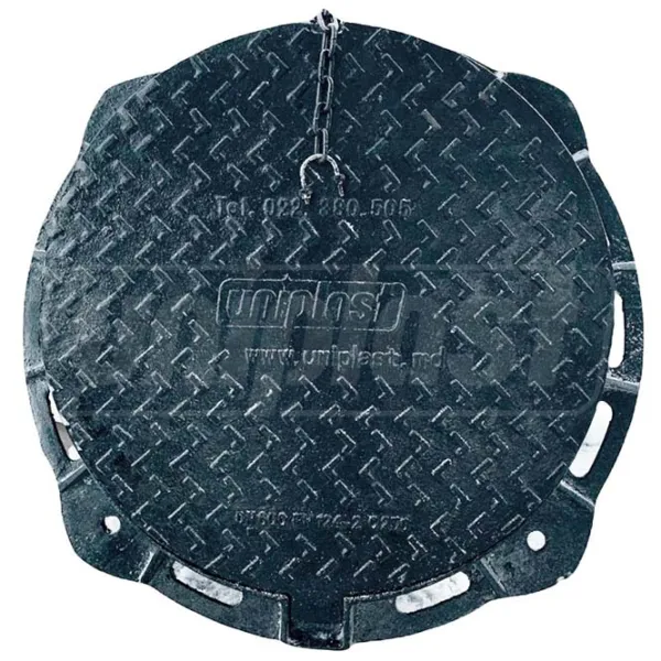 Capac canalizare Uniplast EN124 Black / Fontă  photo 1