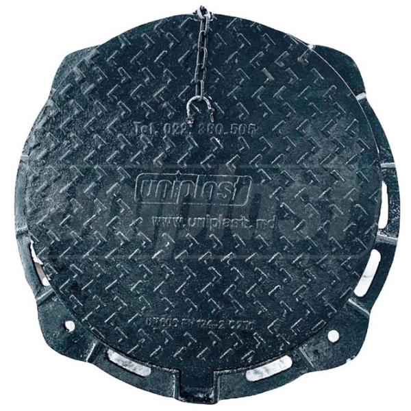Capac canalizare Uniplast EN124 Black / Fontă  photo 1