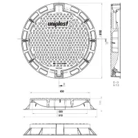 Capac canalizare Uniplast EN124 Black / Fontă photo 2