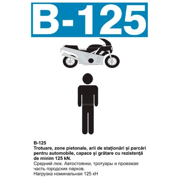 Capac canalizare Uniplast EN124 Black / Fontă  photo 4