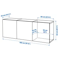 Noptiere Ikea Besta 64 x 180 x 42 / MDF / White photo 2