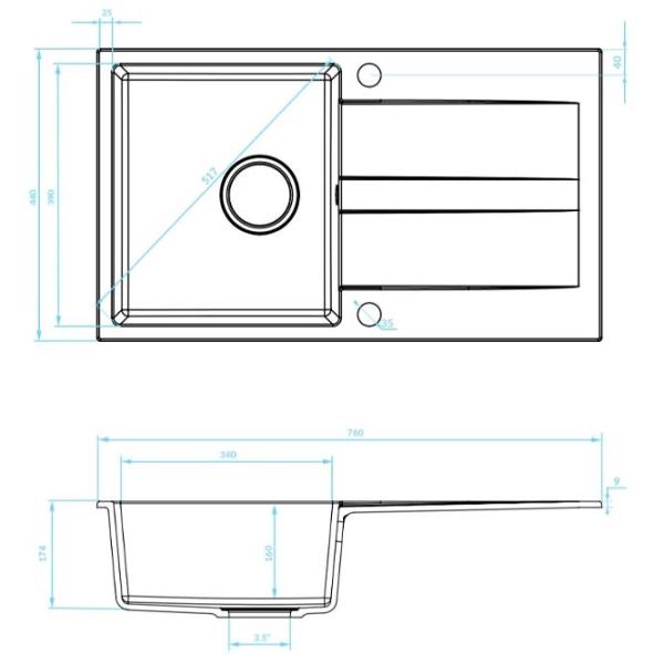 Кухонная мойка Backer NONA WING 76 x 44 / Искусственный камень / Слоновая кость photo 2 Кухонная мойка Backer NONA WING 76 x 44 / Искусственный камень / Слоновая кость photo 2