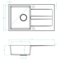 Кухонная мойка Backer NONA WING 76 x 44 / Искусственный камень / Слоновая кость photo 2