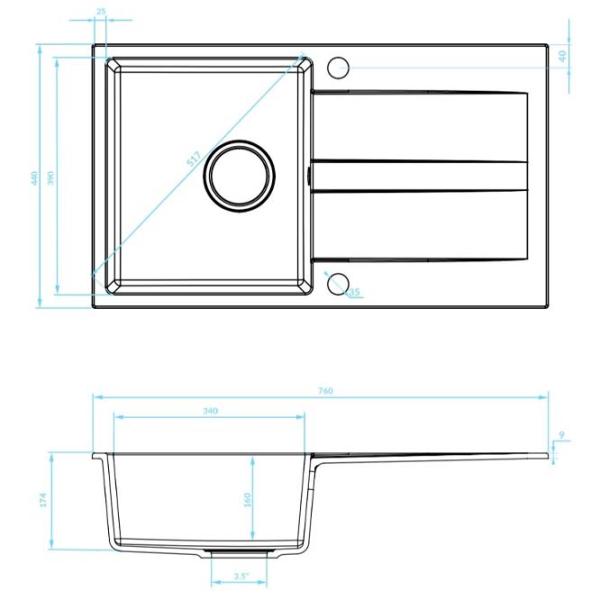 Chiuvetă Backer NONA WING 76 x 44 / Piatră artificială / Gray photo 2 Chiuvetă Backer NONA WING 76 x 44 / Piatră artificială / Gray photo 2