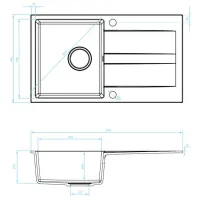 Кухонная мойка Backer NONA WING 76 x 44 / Искусственный камень / Черный photo 2