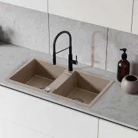 Кухонная мойка Backer NONA DUO 80 x 44 / Искусственный камень / Слоновая кость photo 2