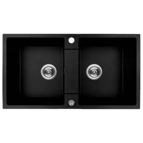 Кухонная мойка Backer NONA DUO 80 x 44 / Искусственный камень / Черный photo 1 Кухонная мойка Backer NONA DUO 80 x 44 / Искусственный камень / Черный photo 1