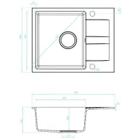 Кухонная мойка Backer NONA SOLO 560 x 44 / Искусственный камень / Серый photo 2