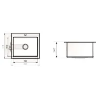 Кухонная мойка Tornado NIKOLI 56.5 x 51 / Искусственный камень / Obsidian Black photo 2