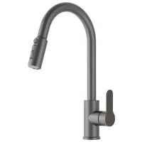 Baterie pentru bucătărie Backer HIX 3281 Mono comandă / extractibilă / Alamă / Gray