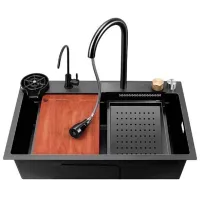 Chiuvetă Backer Optima 750-46070 75 x 46 / Oțel inoxidabil / Black