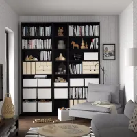 Etajeră Ikea Billy 237 x 200 x 28 cm / PAL / Black Oak photo 2