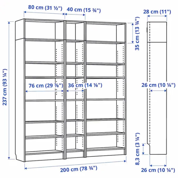 Стеллаж Ikea Billy  237 x 200 x 28см cm / ЛДСП / Черный дуб photo 4