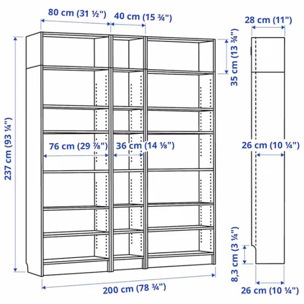 Стеллаж Ikea Billy  237 x 200 x 28см cm / ЛДСП / Черный дуб photo 4