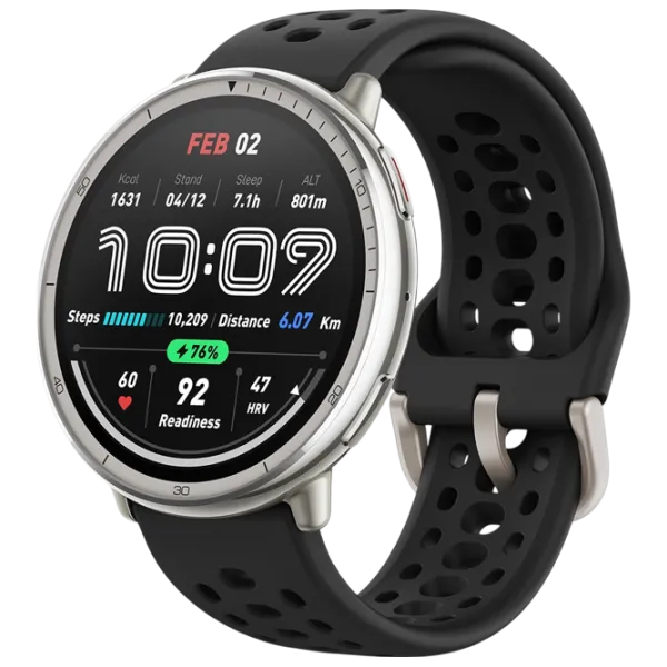 Умные часы Amazfit Active 2 Round  1.32" / 33.5 мм / Серебряный - Чёрный /  photo 1
