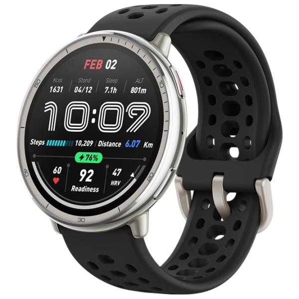 Умные часы Amazfit Active 2 Round  1.32" / 33.5 мм / Серебряный - Чёрный /  photo 1
