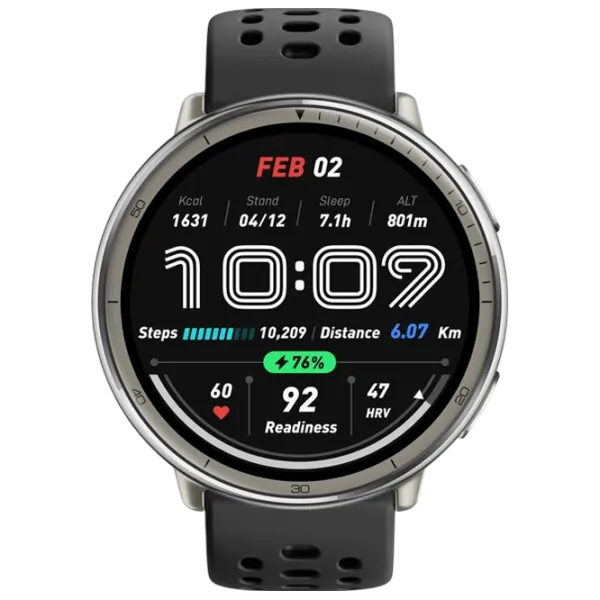 Умные часы Amazfit Active 2 Round  1.32" / 33.5 мм / Серебряный - Чёрный /  photo 4