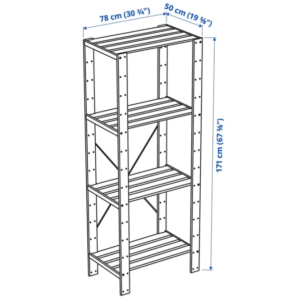 Стеллаж Ikea Hejne 171 x 78 x 50см cm / Массивная сосна / Wood photo 5