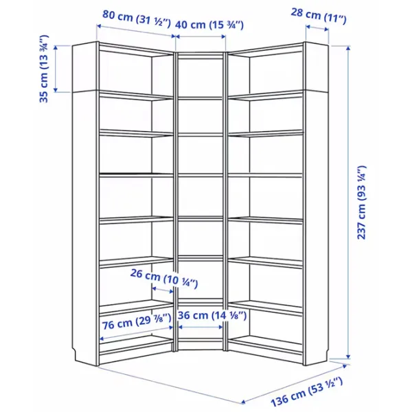 Стеллаж Ikea Billy  237 x 136 x 28см cm / ЛДСП / Oak photo 2