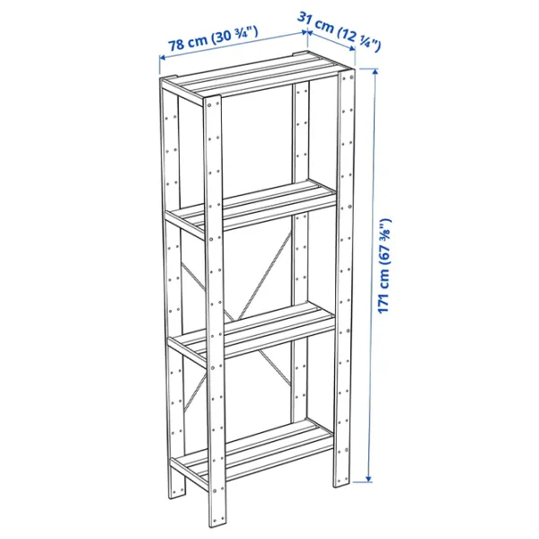 Стеллаж Ikea Hejne 171 x 78 x 31см cm / Массивная сосна / Wood photo 4