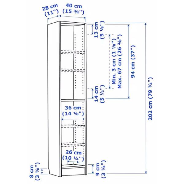 Etajeră Ikea Billy  202 x 40 x 28 cm / PAL / Black Oak photo 6