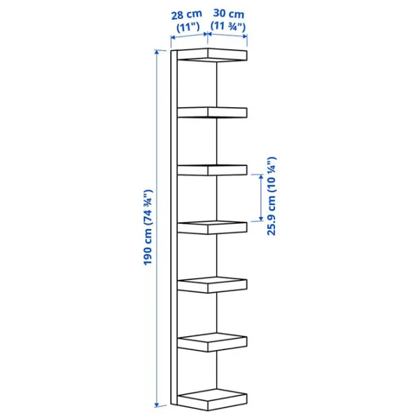 Стеллаж Ikea Lack 190 x 30 x 28см cm / ЛДСП / Черный Коричневый photo 5