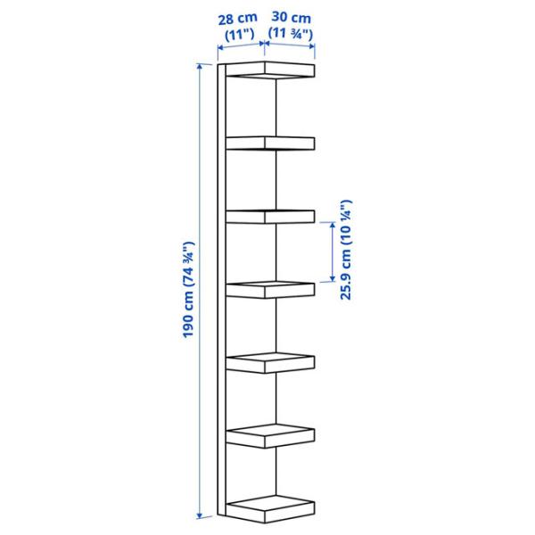 Стеллаж Ikea Lack 190 x 30 x 28см cm / ЛДСП / Черный Коричневый photo 5