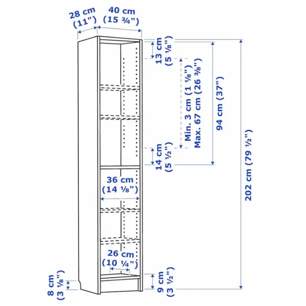 Стеллаж Ikea Billy  202 x 40 x 28см cm / ЛДСП / Oak photo 6