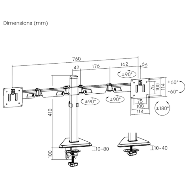 Кронштейн для монитора LUMI LDT89-C024 VESA 100 x 100 мм/ Черный photo 6