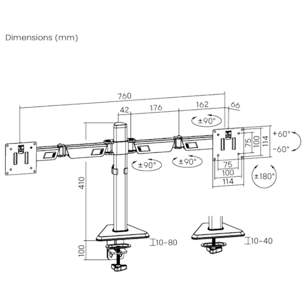 Кронштейн для монитора LUMI LDT89-C024 VESA 100 x 100 мм/ Черный photo 6