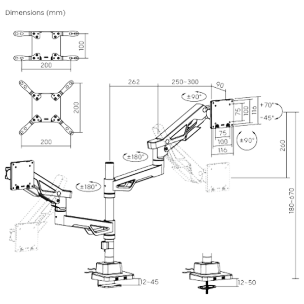 Кронштейн для монитора LUMI LDT95-C024UCP VESA 100 x 200 мм/ Черный photo 8