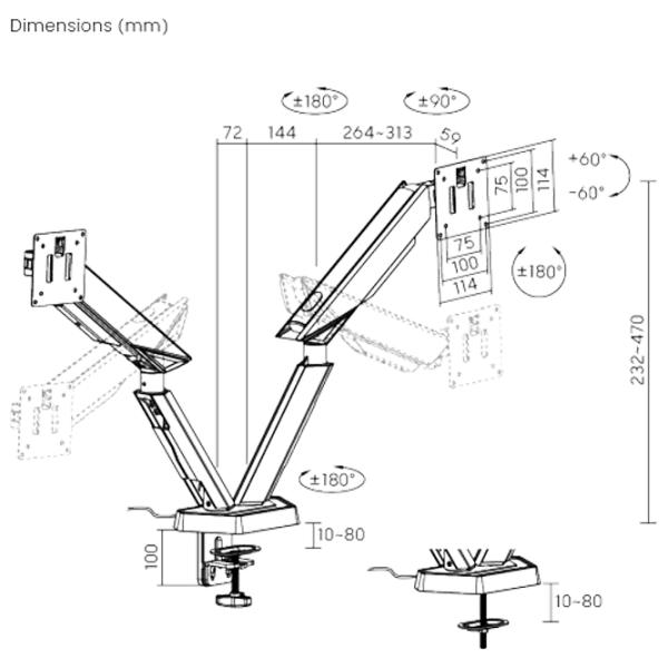 Кронштейн для монитора LUMI LDT93-C024L VESA 100 x 100 мм/ Белый photo 6