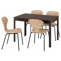 Обеденные стол со стульями Ikea Ekedalen/Alvsta Прямоугольная / ДСП / Тёмно-коричневый