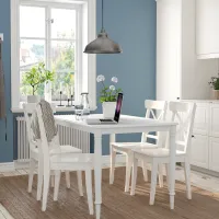 Обеденные стол со стульями Ikea Danderyd/Ingolf Прямоугольная / МДФ / Белый photo 9