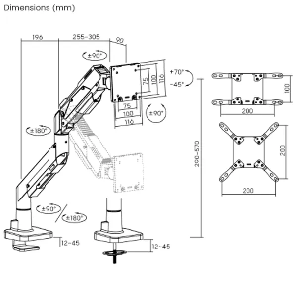 Кронштейн для монитора LUMI LDT101-C012 VESA 100 x 200 мм/ Разноцветный photo 9