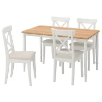 Set masă și scaune Ikea Danderyd/Ingolf/Hallarp Dreptunghiulară / MDF / White