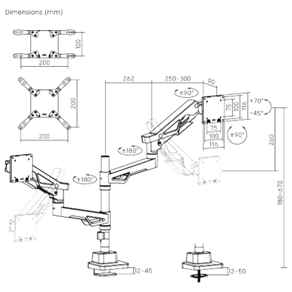 Кронштейн для монитора LUMI LDT95-C024P VESA 100 x 200 мм/ Разноцветный photo 8