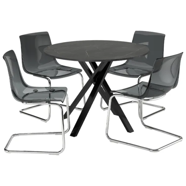 Set masă și scaune Ikea Mariedamm/Tobias Rotundă / PAL / Black marble imitation photo 1 Set masă și scaune Ikea Mariedamm/Tobias Rotundă / PAL / Black marble imitation photo 1