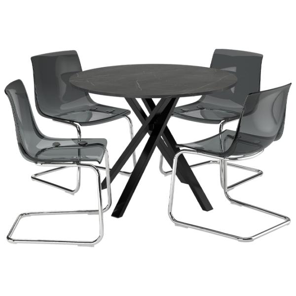 Set masă și scaune Ikea Mariedamm/Tobias Rotundă / PAL / Black marble imitation photo 1 Set masă și scaune Ikea Mariedamm/Tobias Rotundă / PAL / Black marble imitation photo 1