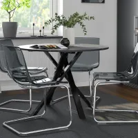 Set masă și scaune Ikea Mariedamm/Tobias Rotundă / PAL / Black marble imitation photo 3