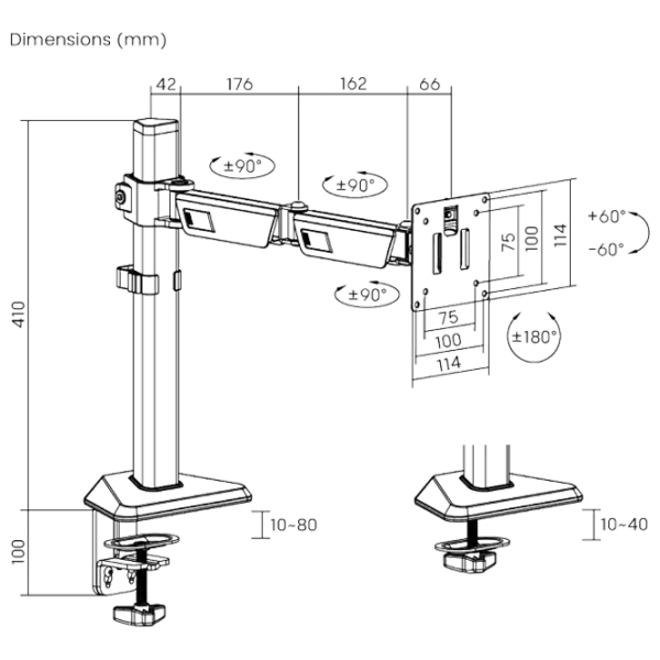 Кронштейн для монитора LUMI LDT89-C012 VESA 100 x 100 мм/ Черный photo 7