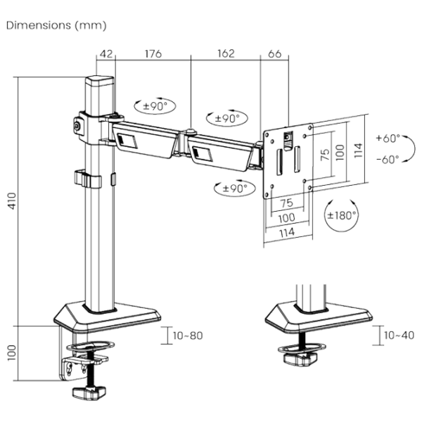 Кронштейн для монитора LUMI LDT89-C012 VESA 100 x 100 мм/ Черный photo 7
