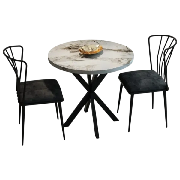 Обеденные стол со стульями Prestige Efes Star Leg Круглая / ДСП / Marble Gray photo 1