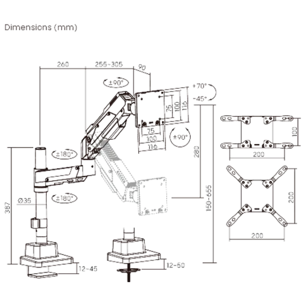 Кронштейн для монитора LUMI LDT101-C012P VESA 100 x 200 мм/ Разноцветный photo 6