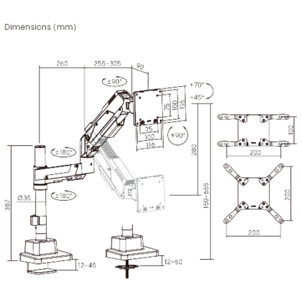 Кронштейн для монитора LUMI LDT101-C012P VESA 100 x 200 мм/ Разноцветный photo 6