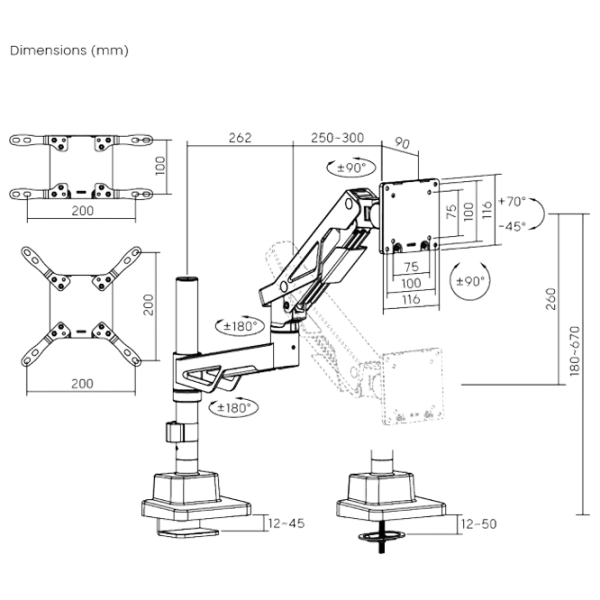 Кронштейн для монитора LUMI LDT95-C012P VESA 100 x 200 мм/ Разноцветный photo 6