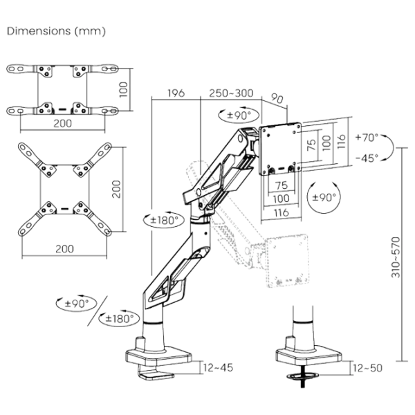 Кронштейн для монитора LUMI LDT95-C012 VESA 100 x 200 мм/ Разноцветный photo 8
